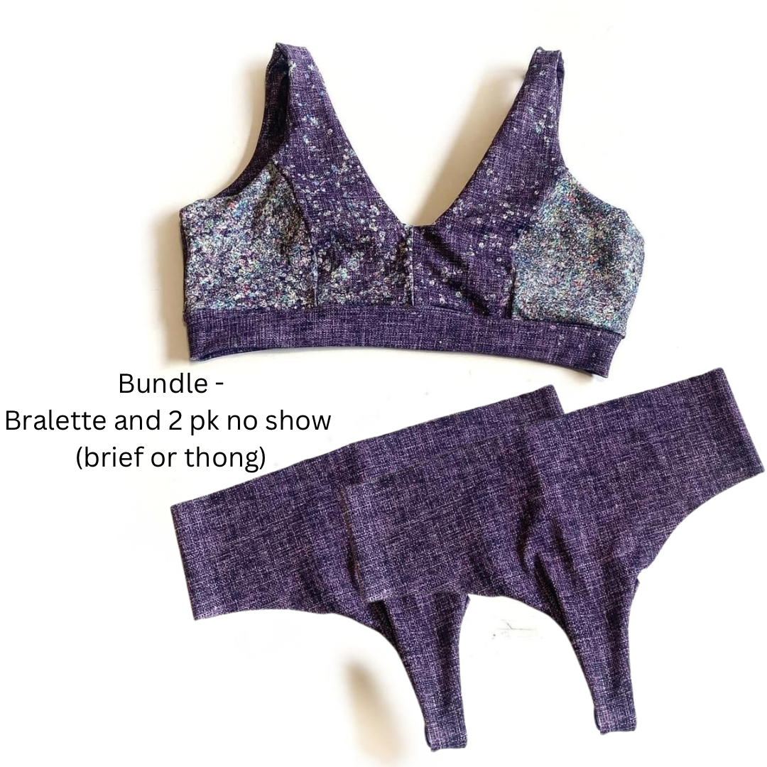 STOCKING - Bralette & 2 No Show BRIEFS Undies {3 Rises} - Makers Pick