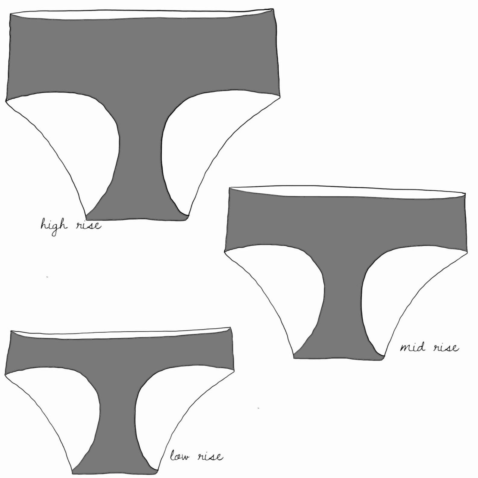 No Show BRIEFS Undies {3 Rises} - colour options available